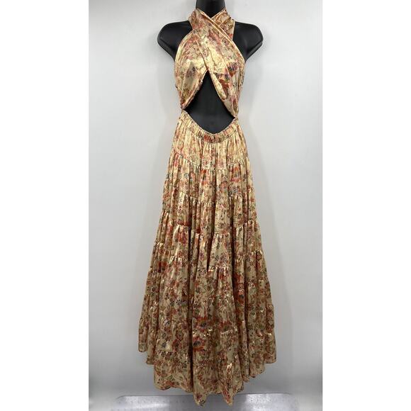 Free People Floral Midi Dress - Peach and Red - Picture 2 of 9